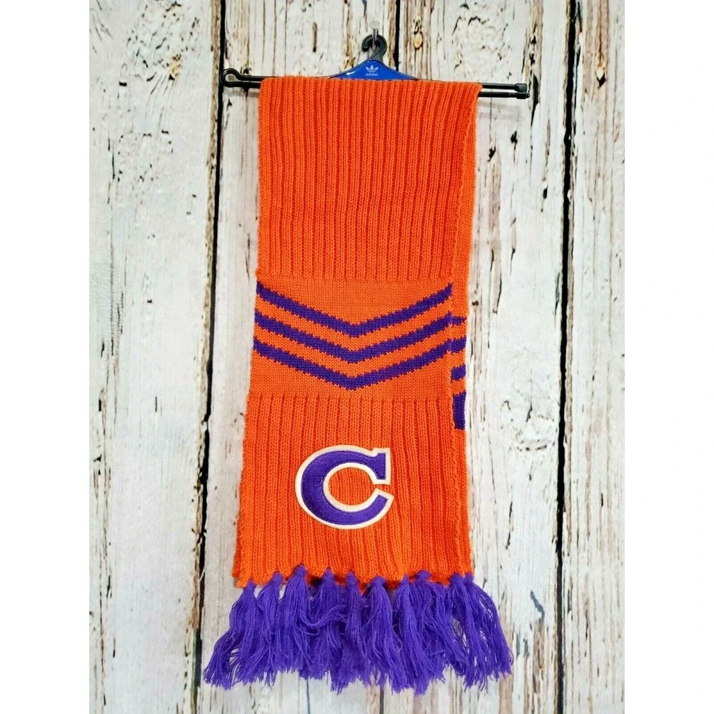 Adidas One Size Clemson‎ Tigers NCAA Fringe Orange Winter Scarf 6.5x62 NEW